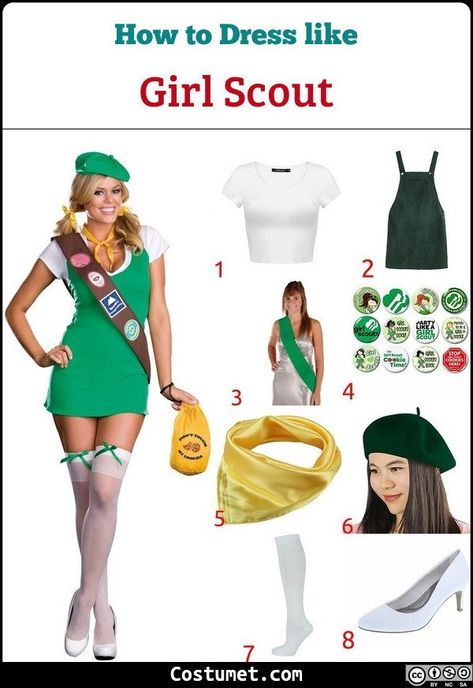 Girl Scout Costume Women, Scout Dti Outfit, Scout Outfit Dress To Impress, Girl Scout Halloween Costume, Girl Scout Outfit, Scout Outfit, Girl Scout Costume, Creative Costume Ideas, Girl Scout Sash