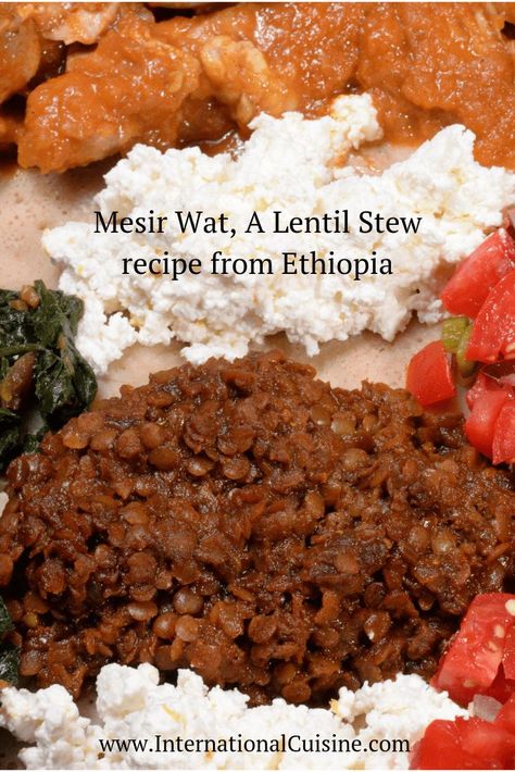 Mesir wat is a lentil stew from Ethiopia.  It is a beloved dish and spiced up with their famous berbere seasoning. #mesirwat #ethiopia #ethiopiafood #ethiopiarecipe #ethiopiancuisine #ethiopia Mesir Wat, Ethiopia Food, African Bites, Ethiopian Dishes, African Meals, Lentil Stew Recipes, Afghan Food, Ethiopian Cuisine, Afghan Food Recipes