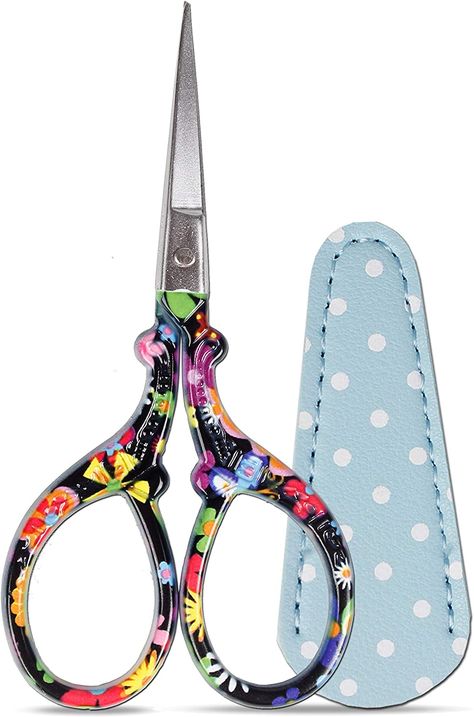 Dimension: the size of the sewing embroidery scissors is about 3.6 x 1.8 inches, and the size of scissors cover is approx. 2.4 x 0.9 inches, proper sizes to meet your various sewing needs. Durable material: our embroidery scissors are made of stainless steel, compact size, easy to use and store. Scissors is Hand-made, installed, polished, may leave marks, and there some little oil on tip for keeping scissors. Scissors Cover, Scissors Crafts, Small Scissors, Sewing Scissors, Needlework Crafts, Crochet Tools, Cross Stitch Supplies, Leather Sleeves, Embroidery Scissors