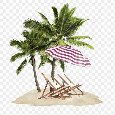 Island Stickers, Palm Tree Png, Beach Png, Island Pictures, Palm Island, Reunion Island, Beach Chair, Beach Umbrella, Tropical Vacation