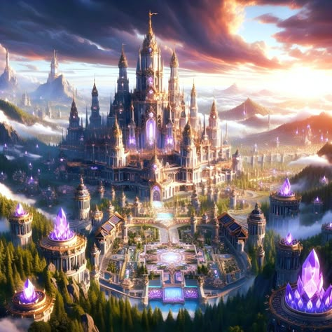 Istana Aesthetic, Magic Academy Building, Night Kingdom, Sky Kingdom, Kingdom Design, Kingdom Fanart, Superhero Art Projects, Fantasy Castles, Castle Exterior