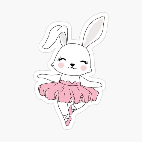 Dancing Bunny, Ballerina Illustration, Baby Ballet, Ballerina Art, Buy Stickers, Cute Animal Illustration, Ballet Tutu, Animal Clipart, Animal Illustration