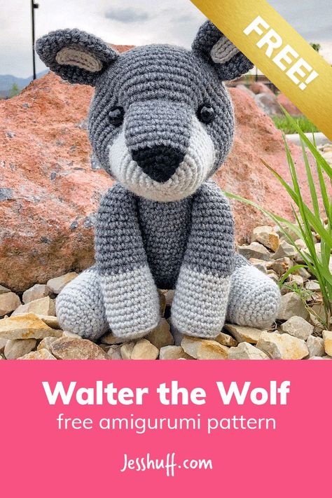 Walter the Wolf Free Amigurumi Pattern Wolf Amigurumi, Amigurumi Baba, Crochet Wolf, Crochet Frog, Pola Amigurumi, Crochet Amigurumi Free Patterns, Crochet Amigurumi Free, Animal Patterns, Crochet Animal Patterns