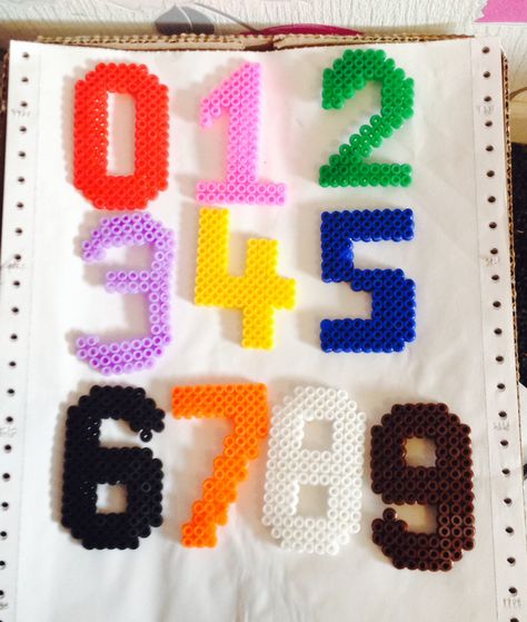 Perler Beads Numbers, Perler Bead Numbers, Iron Beads Letters, Happy Birthday Hama Beads, Letter A Perler Beads, Japanese Wallpaper Iphone, Number Beads, Pony Bead Crafts, Melty Bead Patterns