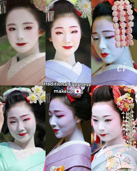 Geisha Inspired Makeup, Traditional Japanese Makeup, Jedi Clothing, Geisha Hair, Kabuki Makeup, Japan Makeup, Japanese Traditional Art, Its Halloween, Eye Drawing Tutorials