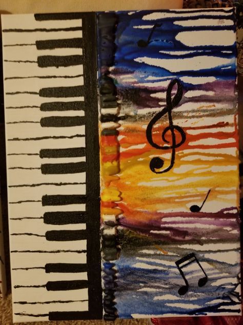 Second art piece I made as a gift using melted crayons and acrylic paint Melted Crayons, Melted Crayon Art, Backless Lace Wedding Dress, Crayon Crafts, Crayon Art Melted, Melting Crayons, Crayon Art, The Piano, Acrylic Paint