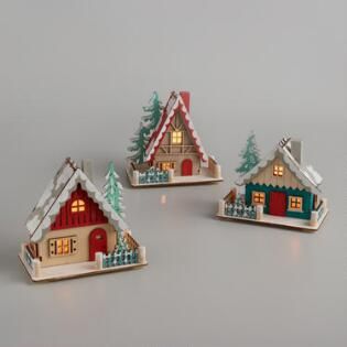 Nordic Christmas Decorations, Scandinavian Light, Backyard Trees, Nordic House, Christmas Village Houses, Glitter Houses, Cardboard House, Putz Houses, Wooden Houses