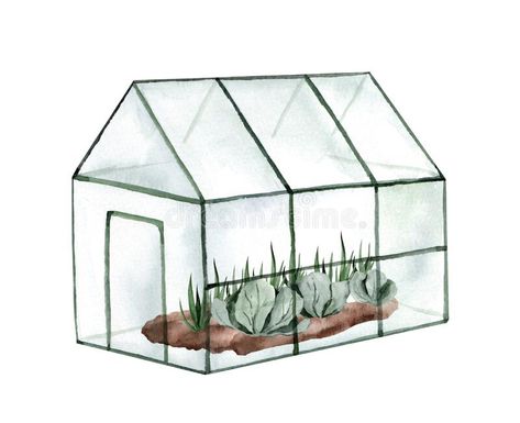 How To Draw A Greenhouse, Greenhouse Drawing Simple, Greenhouse Drawing, Vegetables Watercolor, Glass Drawing, Gouache Tutorial, Glass Greenhouse, Doodle Ideas, House Drawing