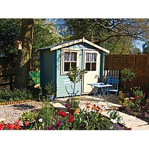 Shire Barclay 7 x 7ft Double Door Pent Dip Treated Corner Summer House | Wickes.co.uk Arbor Bench, Corner Summer House, Apex Roof, Log Cabin Kits, Roof Shapes, Plastic Sheds, Traditional Garden, Glazed Door, Garden Buildings