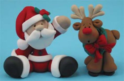 Xmas Clay, Clay Christmas, Polymer Clay Ornaments, Christmas Clay, Polymer Clay Christmas, Reindeer Ornaments, Fondant Figures, Clay Ornaments, Fimo Clay