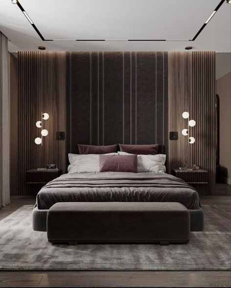 Magnetic Track Lighting Bedroom, Track Lighting Bedroom, Magnetic Track Light, Platform Bed Designs, Nha Pho, Side Bed, Corridor Design, Home Hall Design, Track Light