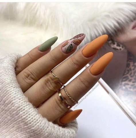 Trendy nail art designs � Rustic Orange Nails, Orange Nails Autumn, Nail Design Orange, Burnt Orange Nails, Fall Nail Art Ideas, Fall Nails Designs, Orange Nail Designs, Cozy Fall Vibes, Fall Nail Trends