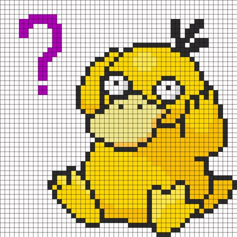 Big Psyduck Perler Bead Pattern | Bead Sprites | Characters Fuse Bead Patterns Psyduck Cross Stitch, Psyduck Perler Beads, Pokemon Perler Bead Patterns Templates, Pixel Pokemon, Pokemon Cross Stitch, Pokemon Bead, Pokemon Perler, Pixel Art Pokemon, Pokemon Pattern