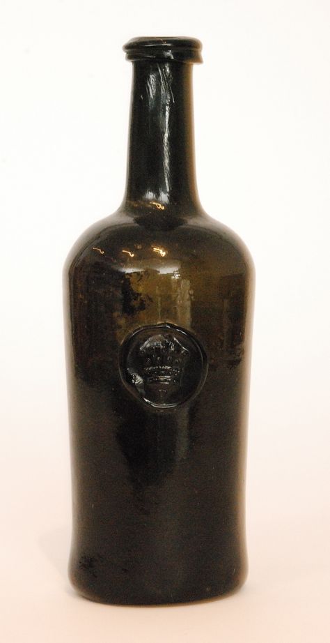 Lot 203 - A late 18th to early 19th Century olive green glass wine bottle, Slender Neck, Antique Bottles, Old Bottles, Elements Of Art, Wine Bottles, Green Glass, Seals, Glass Bottles, Bottles Decoration