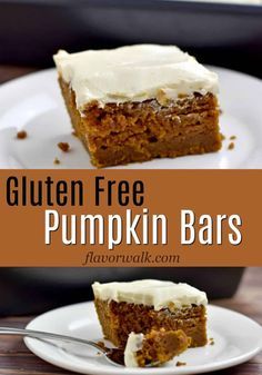 This recipe for Gluten Free Pumpkin Bars makes a delicious, flavor-packed dessert. The unadorned pumpkin bars are terrific on their own, but top them with cream cheese frosting and they’re irresistible! #glutenfreerecipes #pumpkinbars Gluten Free Pumpkin Cake, Gluten Free Pumpkin Bars, Chicken Appetizer, Cookies Sans Gluten, Gluten Free Pumpkin Recipes, Gluten Free Pumpkin Muffins, Gluten Free Bars, Sweet Chicken, Best Gluten Free