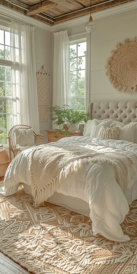 Small Boho House Ideas, Luxury Boho Bedroom, Small Bedroom Ideas For Women, French Bedroom Decor, Bedroom Trends, Woman Bedroom, Shabby Chic Bedroom, Shabby Chic Bedrooms, Cozy Room Decor