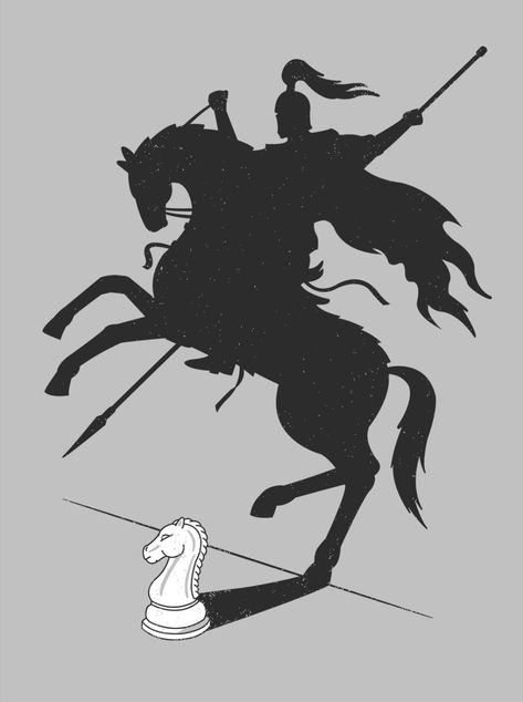 Design by Grant Shepley (Gamma Ray Designs) #chess #chessknight #games #chesslover #knight #clever #shadow #t-shirt #tshirt #tee #poster #graphicart #illustration #roman #motivation #inspiration #lifegoals Chess Match, Chess Knight, Match Art, Knight Chess, Gamma Ray, Tee Designs, Conceptual Art, Tee Design, Motivation Inspiration