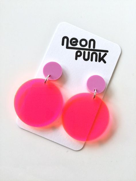 Neon Earrings, Neon Accessories, Acrylic Accessories, Colour Clash, Colourful Earrings, Gold Ear Jacket, Bright Eye, Acrylic Decor, On The Dance Floor