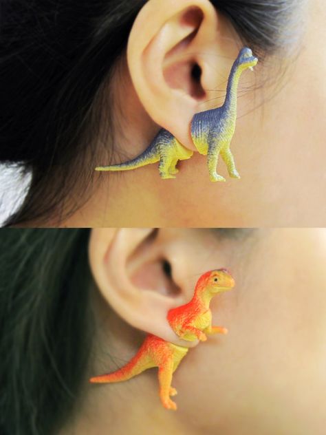 Retro Dinosaur, Plastic Dinosaur, Plastic Dinosaurs, Save Mother Earth, Dinosaur Earrings, Funky Earrings, Recycled Jewelry, Dinosaur Toys, Upcycled Jewelry