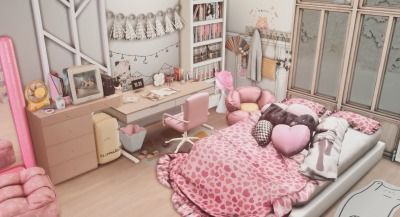 Sims 4 Cc Pink Bed, Sims 4 Room Cc Furniture, Lounge Sims 4, Sims Room Cc, Sims Bedroom Cc, Sims 4 Kids Room Cc, Sims 4 Room Cc, Sims Bedroom, Cc For Sims 4