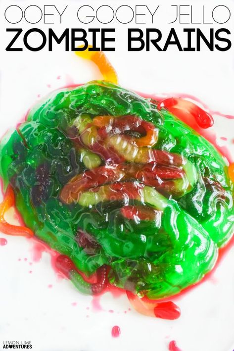 Ooey Gooey Jello Zombie Brains! Frozen Casserole Recipes, Jello Brain, Brain Mold, Childrens Halloween Party, Halloween Jello, Jello Flavors, Zombie Brains, Kids Halloween Food, Fall Night