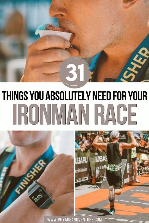 31 Things You Absolutely Need For Your Ironman Race. Check out this Ironman packing list to make sure you’ve packed everything you need for your Ironman or Half Ironman race. That way you can focus your attention exclusively on one thing: having your best possible performance on race day. What to pack for the swim | What to pack for the bike | What to Pack for the Run | Essentials for Race Day | Ironman Packing List | Ironman Race, Iron Man Race, Half Ironman, Race Medal, Bike Pump, Best Luggage, Triathlon Training, Racing Gear, Bike Shoes