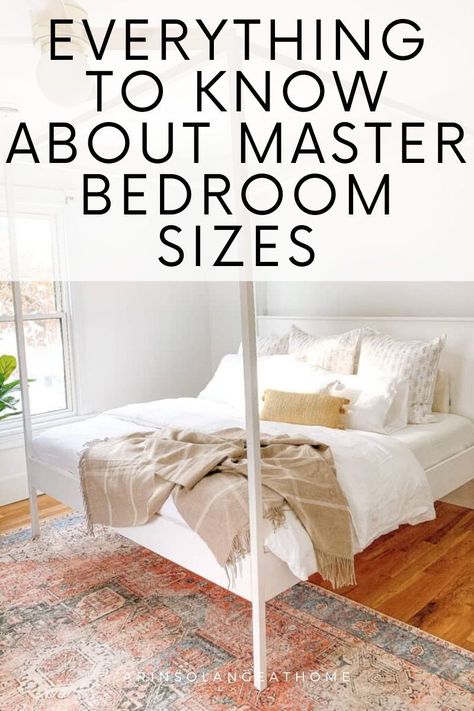 Everything you need to know about master bedroom size - what to look for and how big you need or want. Bedroom Inspirations Master, Living Room Setup, Bedroom Size, Bedroom Dimensions, Budget Friendly Decor, Clever Storage Solutions, Chic Kitchen, Bedroom Layouts, Room Setup