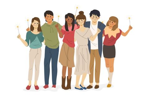 Group of friends together illustration F... | Free Vector #Freepik #freevector #people Illustration Art Friends Group, Illustration Art Friends, Cartoons Group, Friend Together, Diy Crafts Bookmarks, Friends Illustration, Respect People, Friend Cartoon, Art Friend