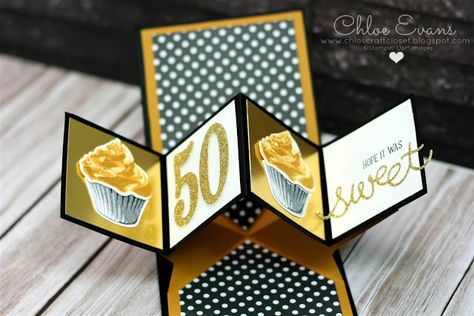 Chlo's Craft Closet - Stampin' Up! Independent Demonstrator: Twist and Pop Fold Card - Sweet Cupcake Popup Cards, Twist Pop, Tarjetas Pop Up, Craft Closet, Sweet Cupcake, Folding Cards, Sponging, Pop Up Box Cards, Card Folds