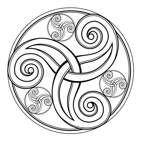 Celtic Doodles, Celtic Illustration Art, Celtic Triskel, Celtic Spiral Knot, Celtic Dara Knot Design, Circular Celtic Designs, Celtic Symbols And Meanings, Spiral Drawing, Celtic Artwork