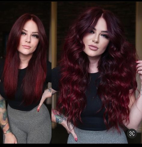 Dark Red Hair Dark Roots, Sangria Red Hair Color, Wine Red Hair Formula, Pravana Red Hair Formula, Darkest Red Hair, Dark Red Color Hair, Dark Red Hair Pale Skin, Red Hair With Dark Roots, Dark Red Ombre Hair