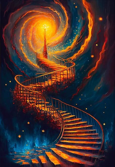 Stairway Digital Art - Stairway to heaven by Sampad Art Stairway Reference, Painting Of Stairs, Stairway To Heaven Painting, Sampad Art, Stair Art, Heaven Tattoos, Creative Wall Painting, Imagination Art, Heaven Art