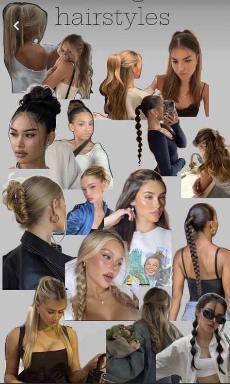 Ski Hair Styles, Roller Coaster Hairstyles, Hiphop Hairstyles Dance, Workout Hairstyles For Medium Hair, Slick Back Hair Ideas, Hairstyles Collage, Hairstyles For Straight Long Hair, Street Style Hairstyles, High Fashion Hairstyles