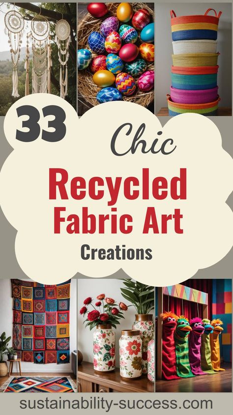 33 Stunning Art Pieces Made From Recycled Fabrics Recycling Materials Crafts, Fabric Reuse Ideas, Material Scraps Ideas, Wearable Fabric Art, Upcycle Polyester Fabric, Creative Reuse Crafts, Sustainable Crafts Eco Friendly, Upcycling Fabric Ideas, Fabric Scrap Projects No Sew