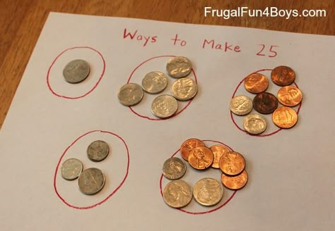 Four Activities for Coin Counting Practice - All you need is paper, pencil, and coins Money Activities For Kids, Counting Practice, Teaching Money, Money Activities, Counting Coins, Money Math, Money Lessons, Fun Money, Fun Math Activities