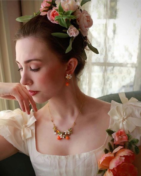 Les Nereides Paris | USA on Instagram: “Calling all Bridgerton lovers: we partnered with the talented @asta.darling for a Regency style giveaway. This « Garden of Provence » set…” Asta Darling, Les Nereides, Regency Era, Writing Ideas, Cute Jewelry, Provence, Thailand, Paris, Drop Earrings