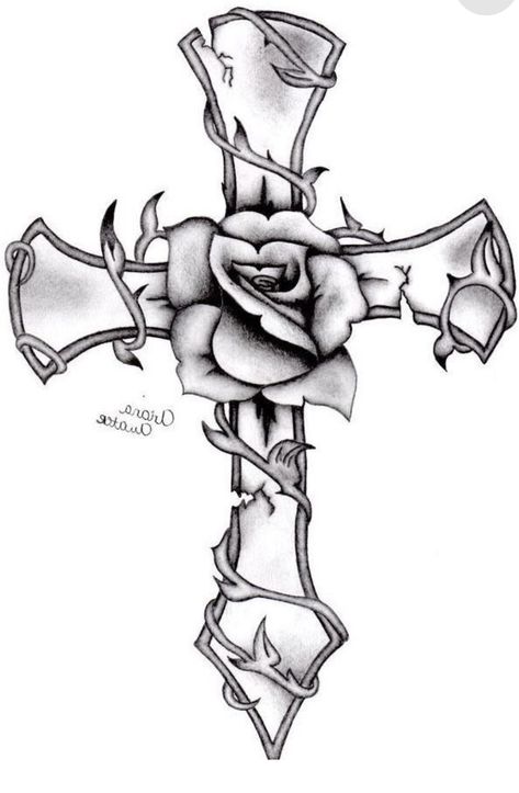 Cross And Roses Tattoo For Men, Pretty Cross Tattoos For Women, Pretty Cross Tattoo, Airbrush Ideas, Bible Tattoos, Cross Drawing, Christian Drawings, Celtic Cross Tattoos, Rose Drawing Tattoo