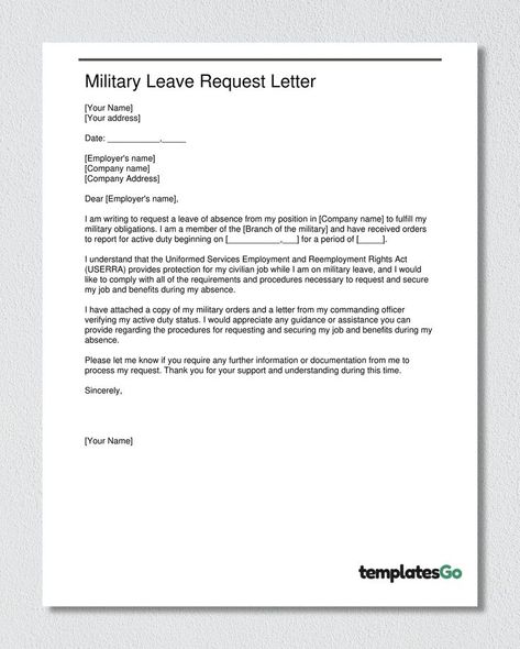 Military Leave Request Letter unique version to customize with our tool, only at templatesgo.com Leave Form, Military Leave Request Form, Military Leave Form, Leave Request Form, Leave Format For Military, Military Leave Billing Format, Will Documents, Military Format, Resignation Form