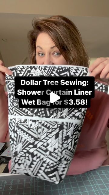 Chelsea on Instagram: "Here’s another @dollartree Tree sewing project!  It’s a Shower Curtain Lined Wet Bag for $3.58!  This is great for pool days when you need to bring home some soggy swim suits!  #sewingdiy #dollartreediy #dollartreecrafts #zippertote #wetbag #poolbag #sewingtutorial #dollartreesewing" 1 Day Sewing Projects, Bathroom Sewing Projects, Dollar Tree Sewing Projects, Swimming Bag Pattern, Bags Diy, Wet Bag Pattern Free Sewing, Dry Bags Waterproof Diy, Wet Bags Diy, Wet Bag Sewing Pattern