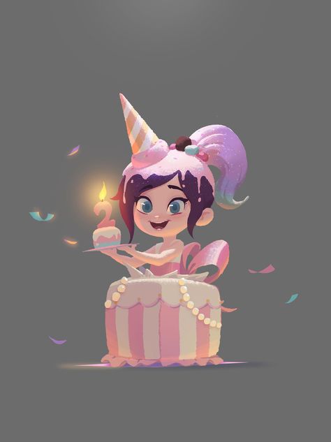 Ralph Breaks the Internet, YC 3 on ArtStation at https://www.artstation.com/artwork/v1DrWv Birthday Wishes Pictures, Happy Birthday Illustration, Ralph Breaks The Internet, Vanellope Von Schweetz, Birthday Cartoon, Happy Birthday Art, Happy Birthday Wallpaper, Birthday Illustration, Images Disney