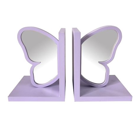 Introducing a twist on timeless elegance. Bring a touch of whimsy and wonder to your bookshelf with these enchanting faux wood bookends. Adorned with delightful garden fairies and boasting a vibrant purple hue, they effortlessly add a dash of magic to any space. Whether you're a book lover, a fairy enthusiast, or simply a fan of charming decor, these bookends are sure to captivate. Their stylish design and faux wood finish beautifully combine functionality and charm, making them a delightful add White And Purple Room Decor, Purple Bedroom Accessories, Purple Room Decor Aesthetic, Lilac Aesthetic Bedroom, Kids Purple Room, Cute Purple Stuff, Pastel Purple Room Decor, Color Combinations With Purple, Purple Butterfly Bedroom