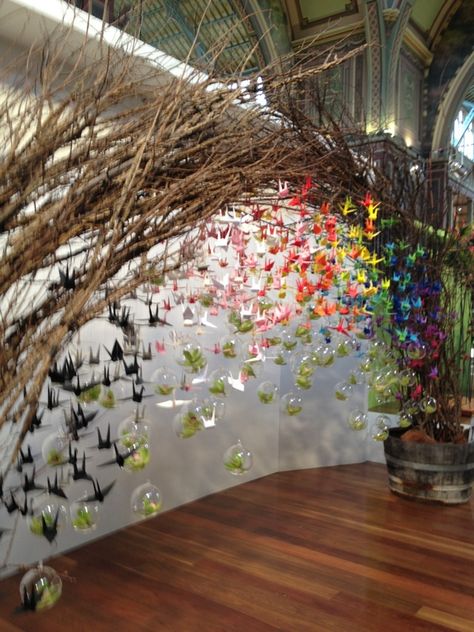 Origami Installation, 1000 Origami Cranes, 1000 Paper Cranes, 1000 Cranes, Origami Ball, Origami Wedding, Origami Cranes, Paper Cranes, Origami Bird