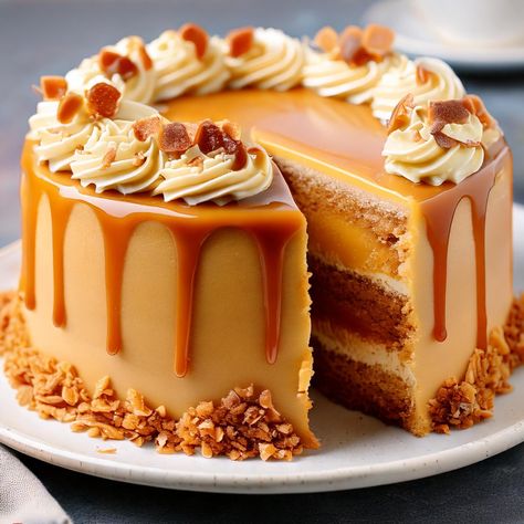 🍰 Salted Caramel Cake If you're a caramel lover, this Salted Caramel Cake will hit the sweet spot! Rich caramel layers, creamy Swiss meringue buttercream, and that perfect salted caramel drizzle make this cake a decadent treat. Ingredients: For the Caramel: • 1½ cups sugar • ⅓ cup water • 225 ml heavy cream (room temp) • ¾ cup butter (room temp) • ½ tsp sea salt (optional) For the Cake: • 2¼ cups flour • 2¼ tsp baking powder • ¾ tsp salt • ¾ cup butter (room temp) • 1 cup sugar • 3 eggs (r... Sea Salt Caramel Cake, Caramel Cake Design, Salted Caramel Buttercream, Swiss Buttercream, Salted Caramel Cake, Cream Room, Caramel Drizzle, Caramel Buttercream, Meringue Buttercream