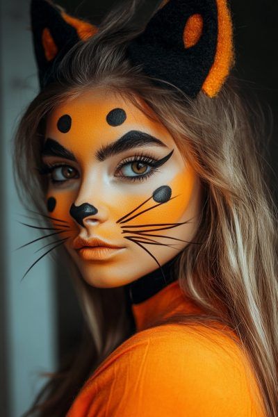 Easy Cat Makeup Halloween, Makeup Halloween Looks, Makeup Halloween Ideas, Simple Cat Makeup, Halloween Party Events, Makeup For Halloween, Cat Makeup Halloween, Vampire Cat, Light Therapy Mask