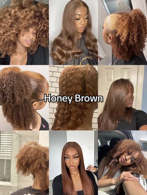 Dyed Curly Hair, Mixed Curly Hair, Honey Brown Hair, Cute Hair Colors, Quick Natural Hair Styles, Ginger Hair Color, Dyed Hair Inspiration, Types Of Hair, Dyed Natural Hair