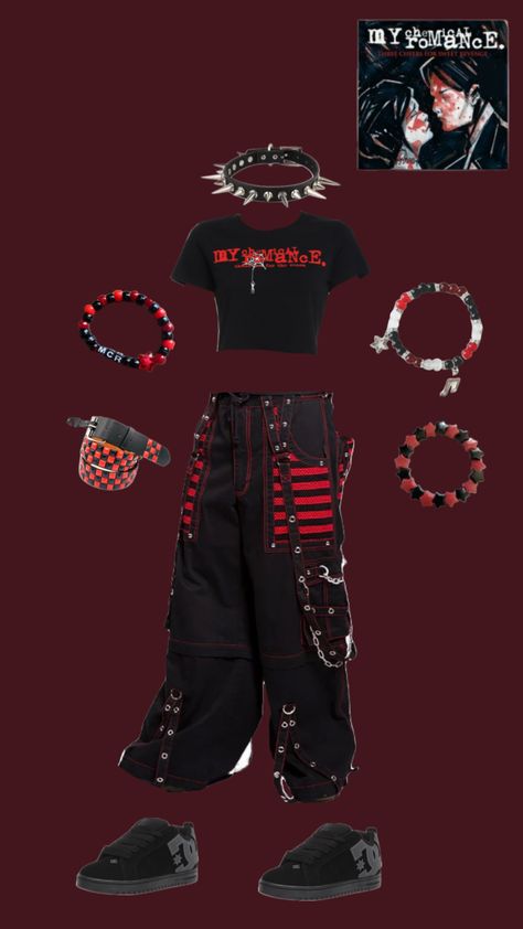 inspired by three cheers ❤️🖤 #mcr #mychemicalromance #threecheers #theblackparade The Black Parade Outfit, My Chemical Romance Outfit Ideas, Mcr Concert Outfit, Mcr Outfits, Mcr Merch, Concert Fit, Black Parade, Concert Fits, My Chemical