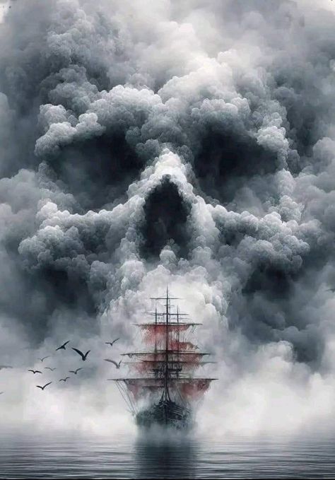 Ghost Ship Art, Pirate Ship Tattoos, Pirate Ship Art, Kaptan Jack Sparrow, Pirate Tattoo, Navi A Vela, Realistic Tattoo Sleeve, Old Sailing Ships, Pirate Art