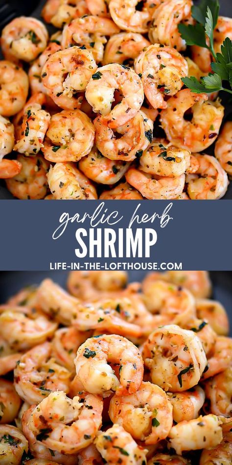 Herb and Garlic Shrimp Garlic Cilantro Shrimp, Shrimp On A Skewer, How To Grill Shrimp, Crispy Garlic Shrimp, Gulf Shrimp Recipes, Shrimp Foil Packets Oven, Seasoning For Shrimp, Mini Shrimp Recipes, Garlic Shrimp Recipes