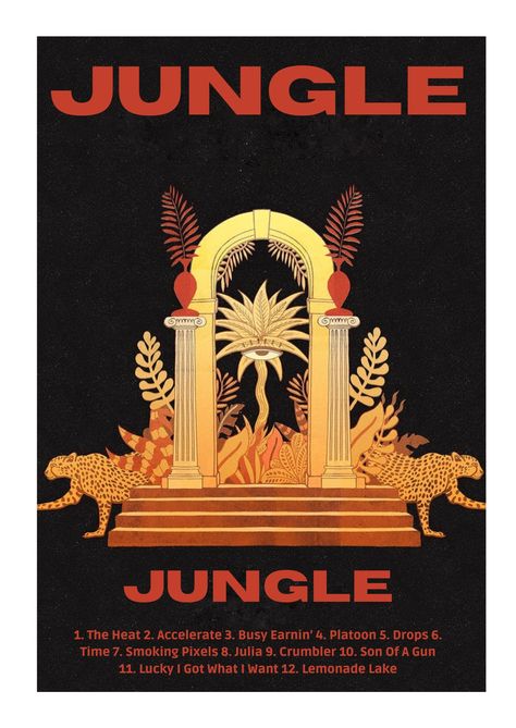 Jungle Band Poster, Jungle Band Aesthetic, Jungle Album Cover, Band Album Poster, Jungle Band, Diy Volcano, Night Jungle, Jungle Music, Album Posters