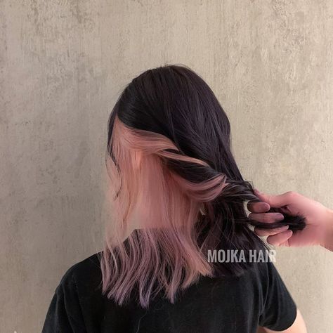 Mojka Hair on Instagram: “Done #today #mojkahairzetland #mojkahair #sydney #joicoaustralianz #hair #haircolor #unicornhair #olaplex #pastelhair #behindthechair…” Pink Underneath Hair, Half Colored Hair, Under Hair Color, Underdye Hair, Hair Dyed Underneath, Pastel Pink Hair Color, Hidden Hair Color, Half Dyed Hair, Hair Color Underneath